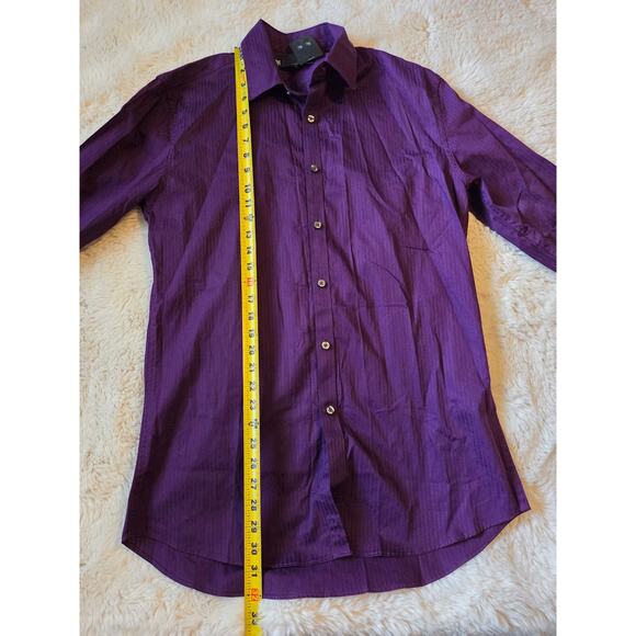 Purple J. Ferrar Slim Fit Collared Button Down casual, Business Dress shirt Sz L - Picture 4 of 6
